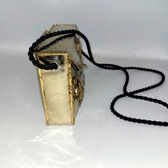 Vintage Mixed Metal Ornate Box Purse - Gold/Silver/Copper Baroque Casket Bag